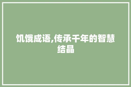 饥饿成语,传承千年的智慧结晶