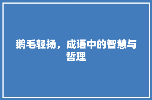 鹅毛轻扬，成语中的智慧与哲理