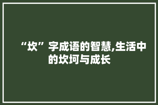 “坎”字成语的智慧,生活中的坎坷与成长