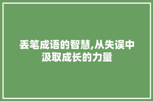 丢笔成语的智慧,从失误中汲取成长的力量