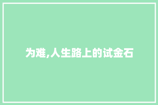 为难,人生路上的试金石