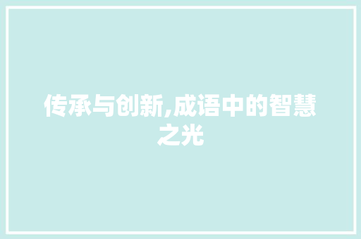 传承与创新,成语中的智慧之光
