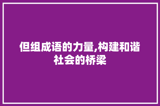 但组成语的力量,构建和谐社会的桥梁