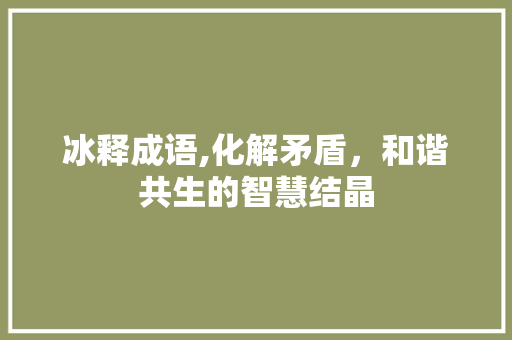 冰释成语,化解矛盾，和谐共生的智慧结晶