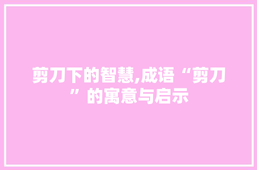 剪刀下的智慧,成语“剪刀”的寓意与启示