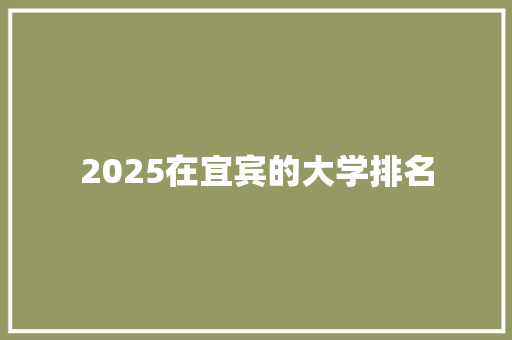 2025在宜宾的大学排名