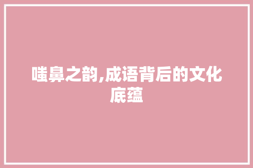 嗤鼻之韵,成语背后的文化底蕴