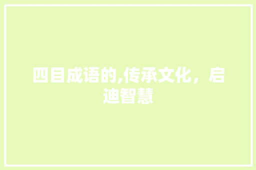 四目成语的,传承文化，启迪智慧