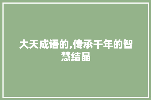 大天成语的,传承千年的智慧结晶