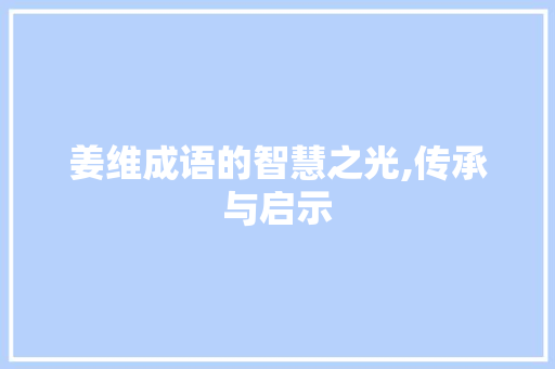 姜维成语的智慧之光,传承与启示