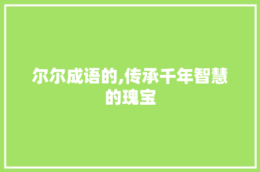 尔尔成语的,传承千年智慧的瑰宝