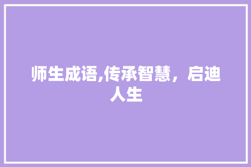 师生成语,传承智慧，启迪人生