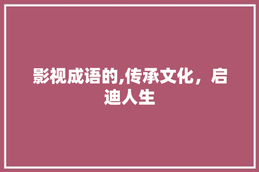 影视成语的,传承文化，启迪人生