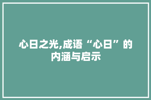心日之光,成语“心日”的内涵与启示
