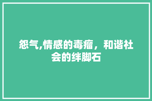 怨气,情感的毒瘤，和谐社会的绊脚石