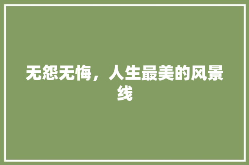 无怨无悔，人生最美的风景线