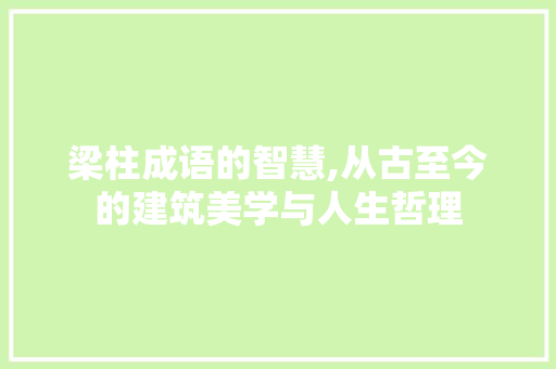 梁柱成语的智慧,从古至今的建筑美学与人生哲理