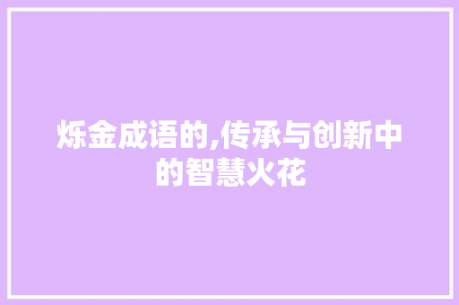 烁金成语的,传承与创新中的智慧火花