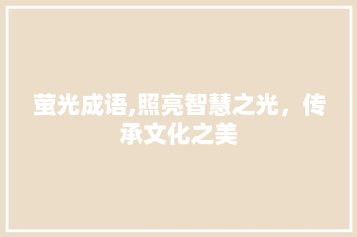 萤光成语,照亮智慧之光，传承文化之美
