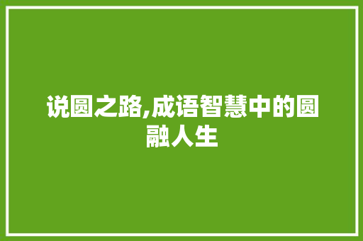 说圆之路,成语智慧中的圆融人生