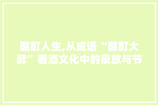 酩酊人生,从成语“酩酊大醉”看酒文化中的豪放与节制