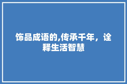 饰品成语的,传承千年，诠释生活智慧