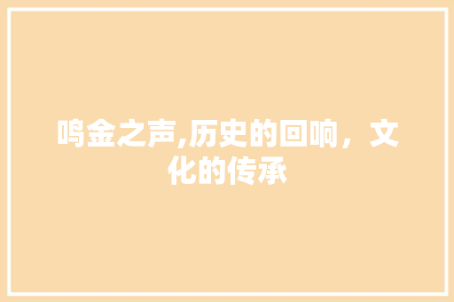 鸣金之声,历史的回响，文化的传承