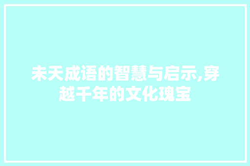 未天成语的智慧与启示,穿越千年的文化瑰宝
