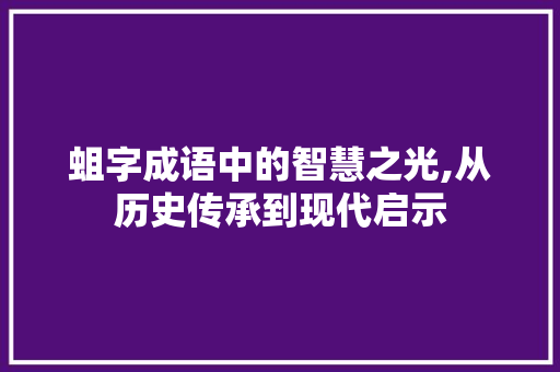 蛆字成语中的智慧之光,从历史传承到现代启示