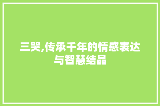 三哭,传承千年的情感表达与智慧结晶