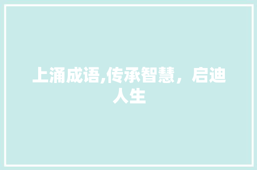上涌成语,传承智慧，启迪人生
