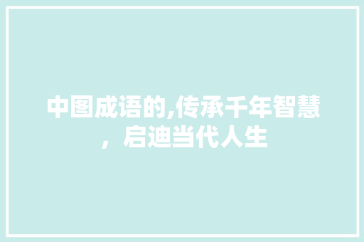 中图成语的,传承千年智慧，启迪当代人生