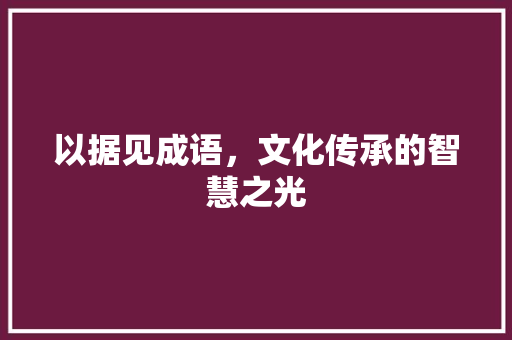 以据见成语，文化传承的智慧之光