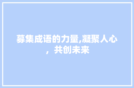 募集成语的力量,凝聚人心，共创未来