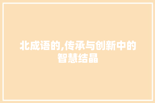 北成语的,传承与创新中的智慧结晶