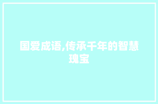 国爱成语,传承千年的智慧瑰宝