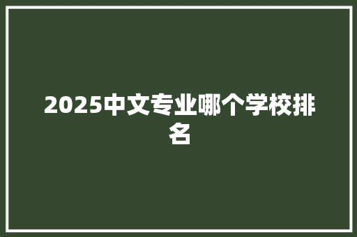 2025中文专业哪个学校排名