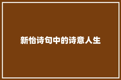 新怡诗句中的诗意人生