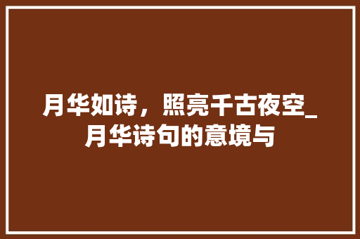 月华如诗，照亮千古夜空_月华诗句的意境与