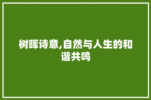 树晖诗意,自然与人生的和谐共鸣