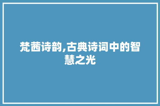 梵茜诗韵,古典诗词中的智慧之光