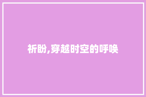 祈盼,穿越时空的呼唤