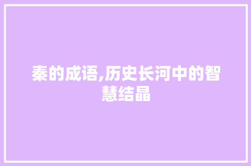 秦的成语,历史长河中的智慧结晶