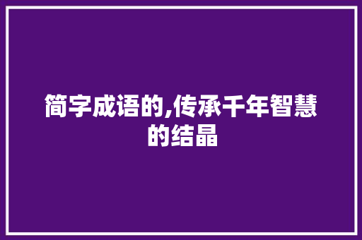 简字成语的,传承千年智慧的结晶