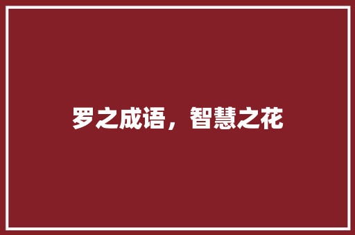 罗之成语，智慧之花