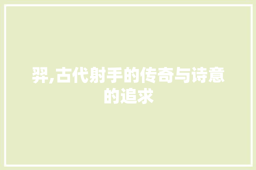 羿,古代射手的传奇与诗意的追求