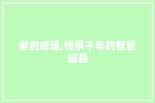 者的成语,传承千年的智慧结晶