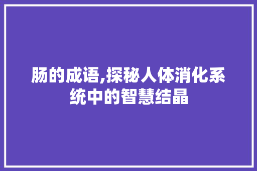肠的成语,探秘人体消化系统中的智慧结晶