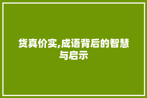 货真价实,成语背后的智慧与启示 合同协议