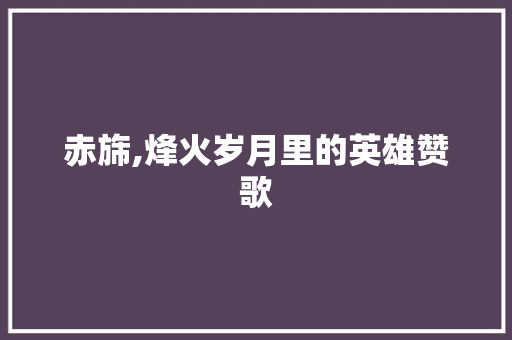 赤旆,烽火岁月里的英雄赞歌